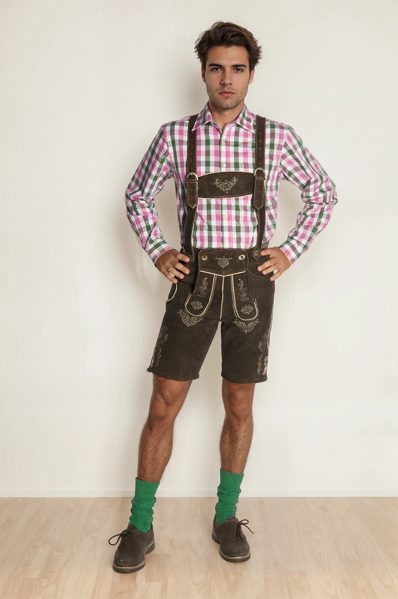 Mens Lederhosen Plattler "Simmerl" Espresso