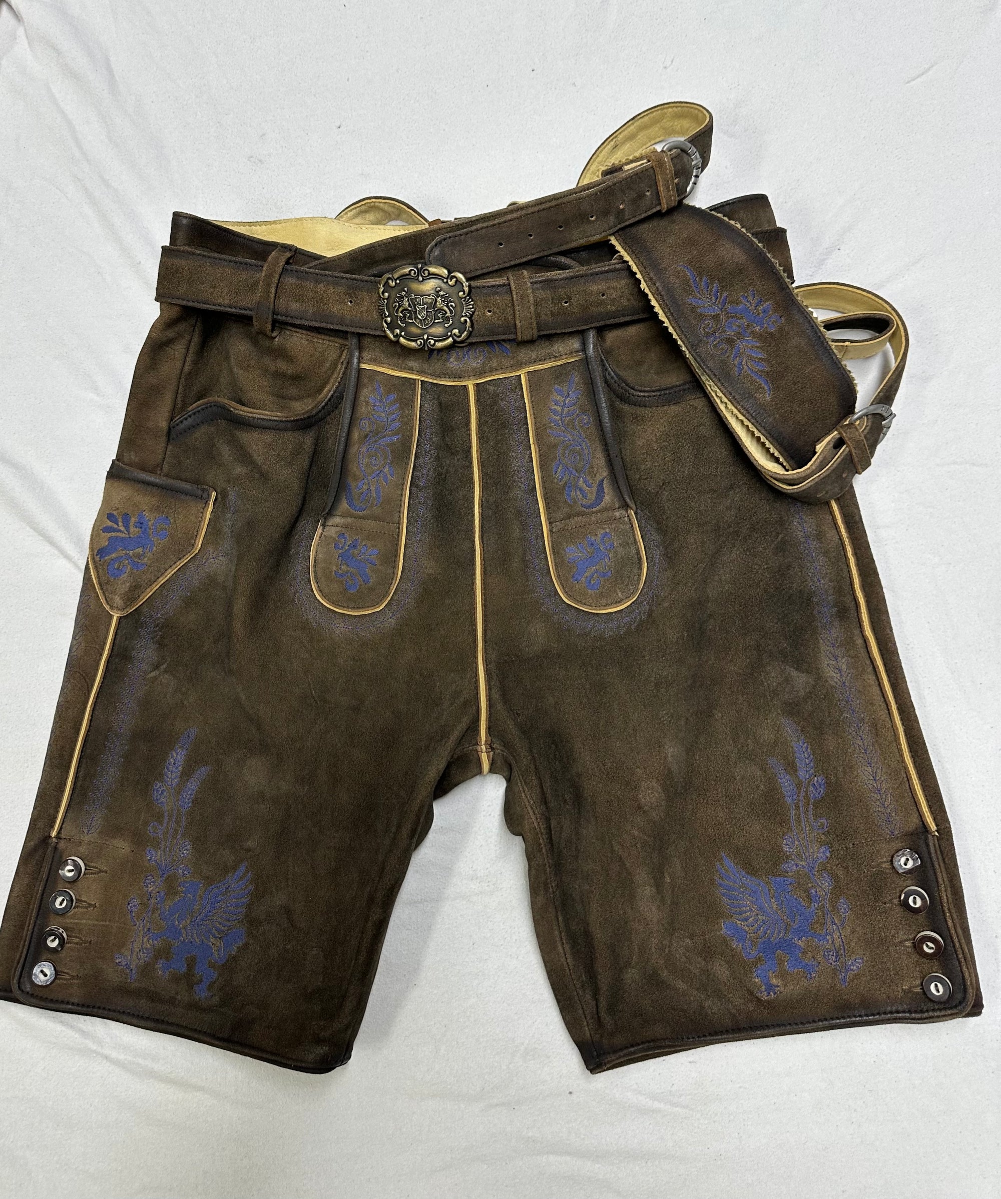 Mens Lederhosen Plattler "Phoenix" Blue